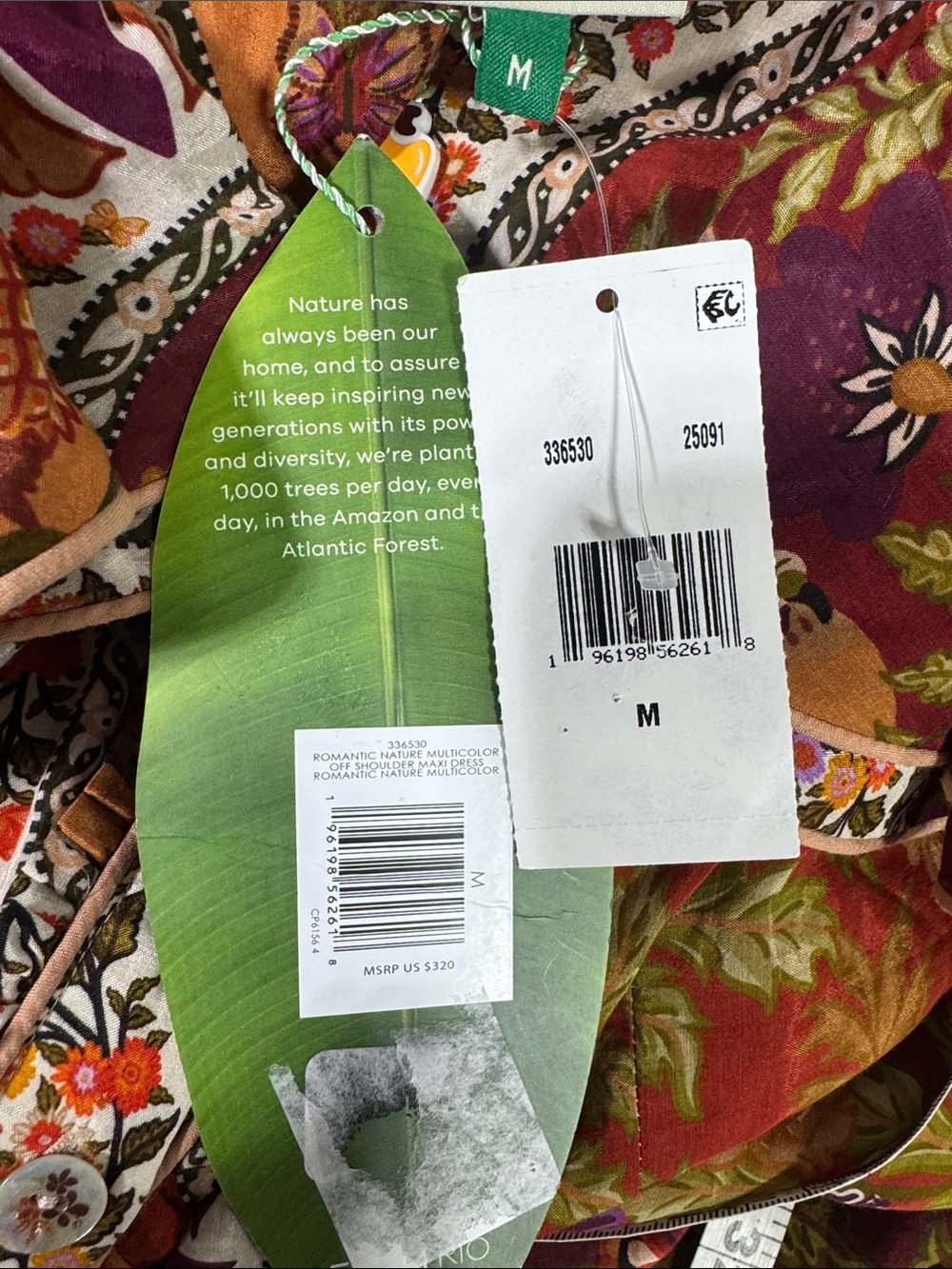 NWT AUTH FARM RIO Fall Romantic Nature Off-Shoulder Maxi Dress Medium Pockets - Picture 14 of 14